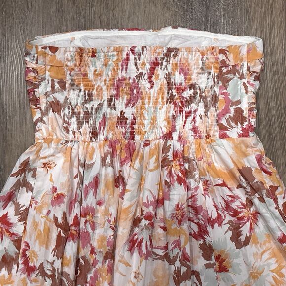 Abercrombie & Fitch Dress Womens Large White Floral Maxi Smocked Pockets NEW - Picture 9 of 14